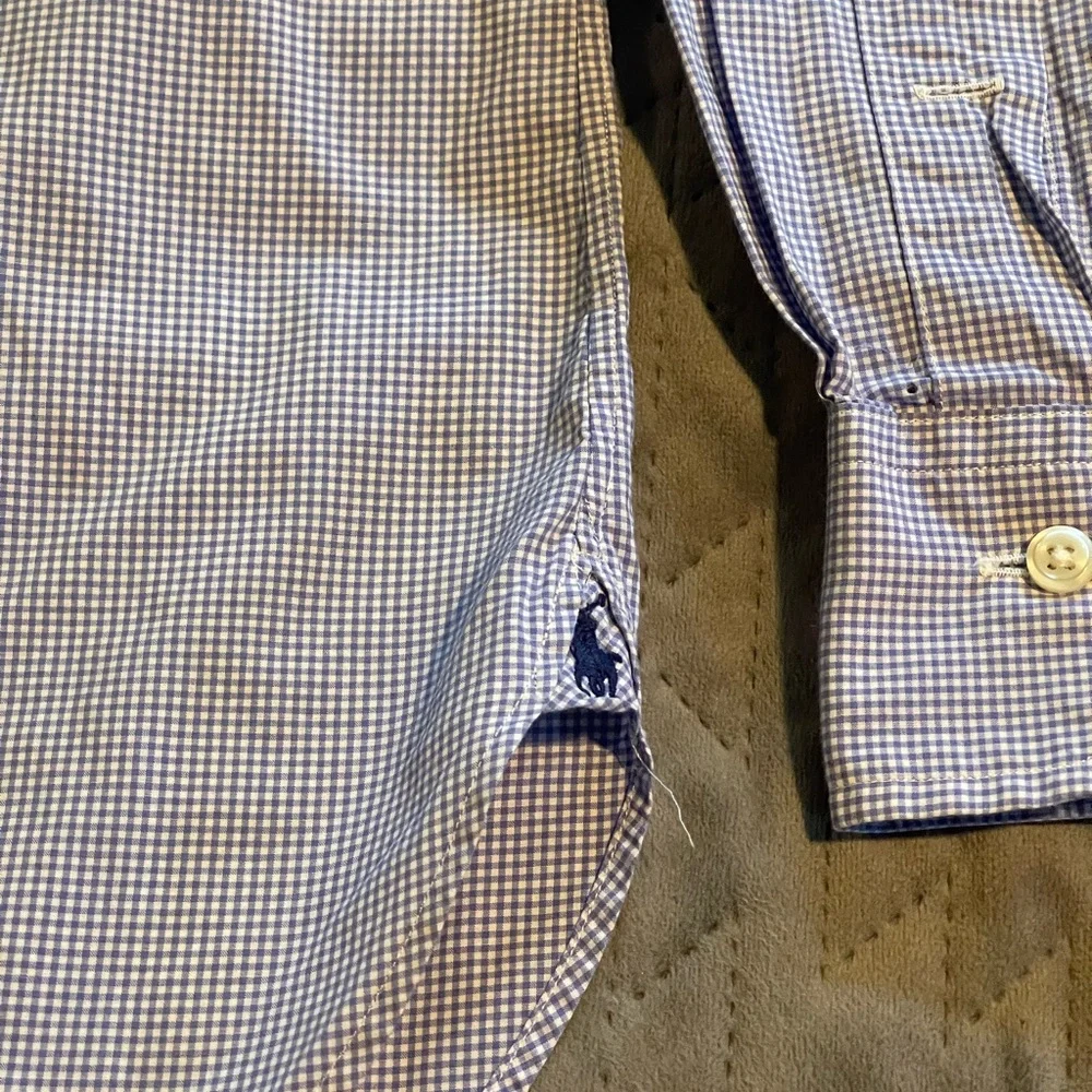Polo Ralph Lauren button up shirt mens size 15 32-33 white/blue pre-owned‎ cond.